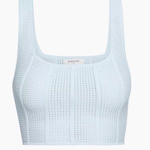 Aritzia Babaton Sculpt Squareneck Cropped Tank in Ice Blue